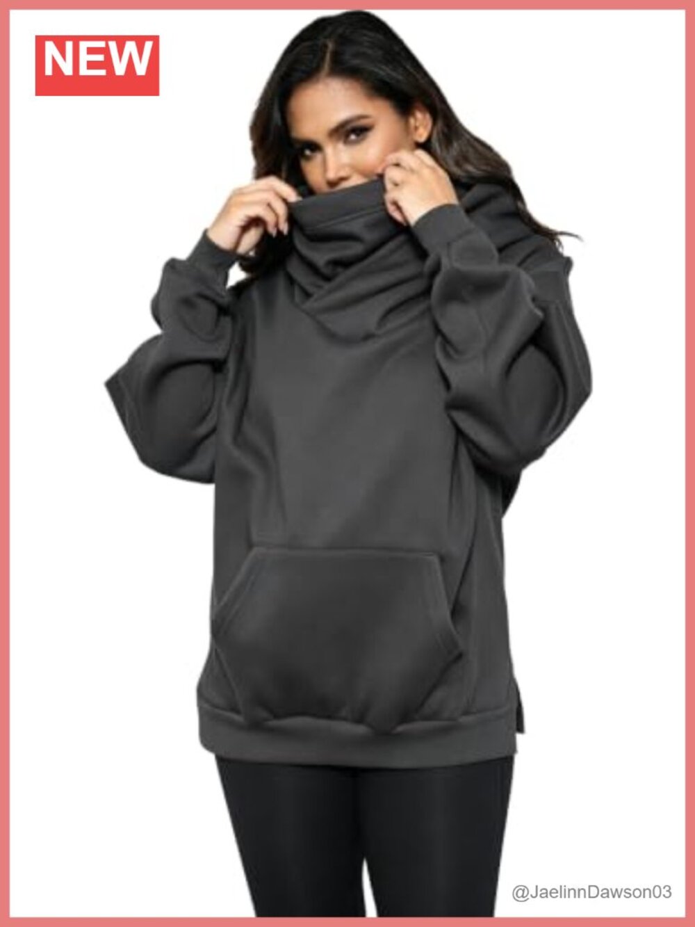 Women's Oversized Fleece Hoodie with Built-in Neck Gaiter Scarf